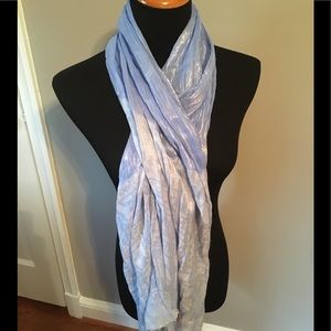 Blue patterned silk scarf